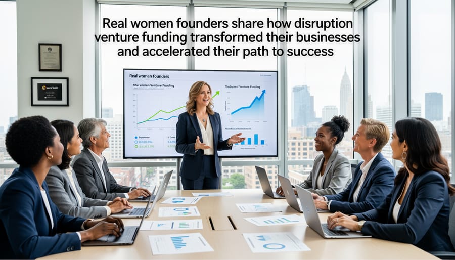 Successful woman business owner in modern office reviewing business growth documents